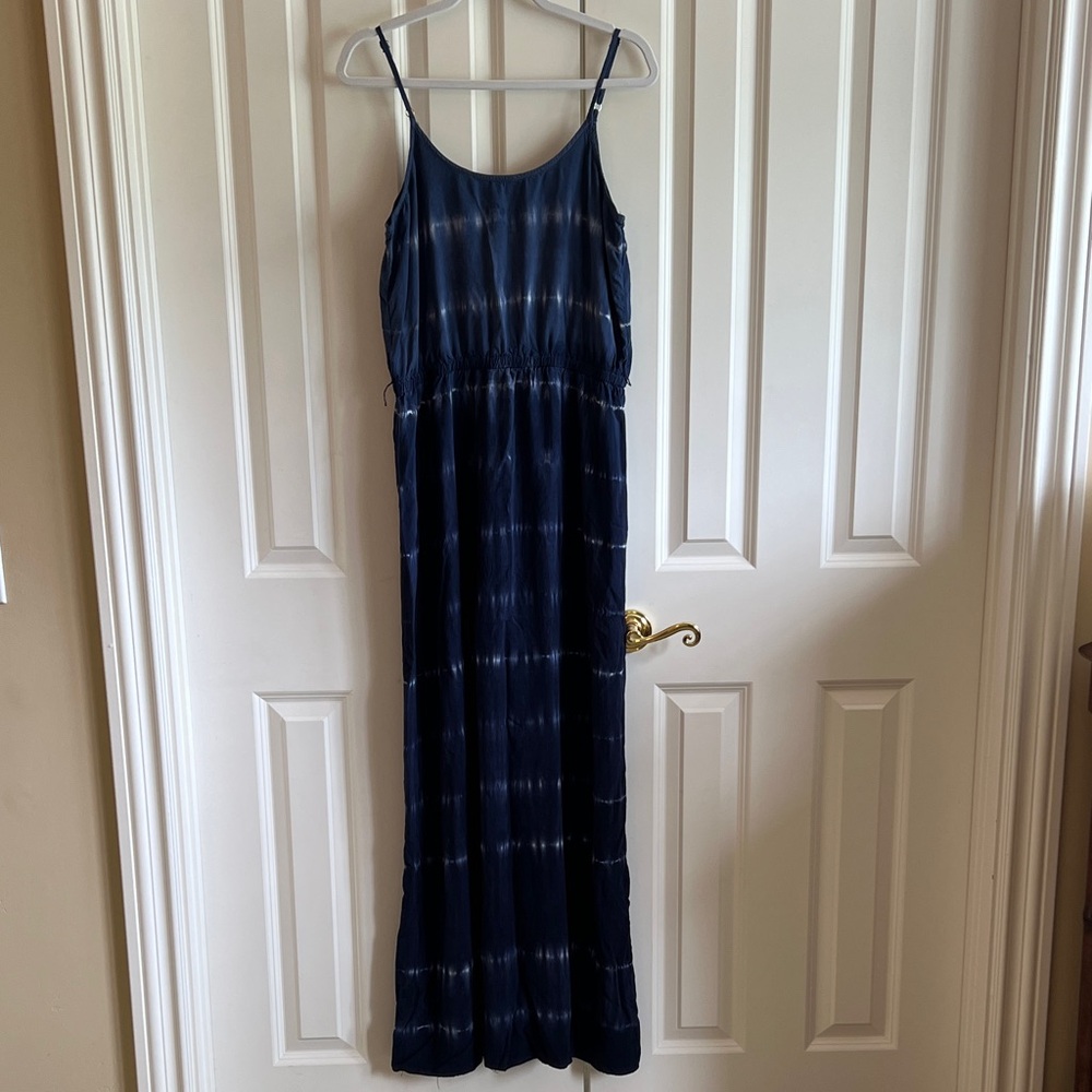 Michael Stars Navy Tie-Dye adjustable Spaghetti Strap Maxi Dress
